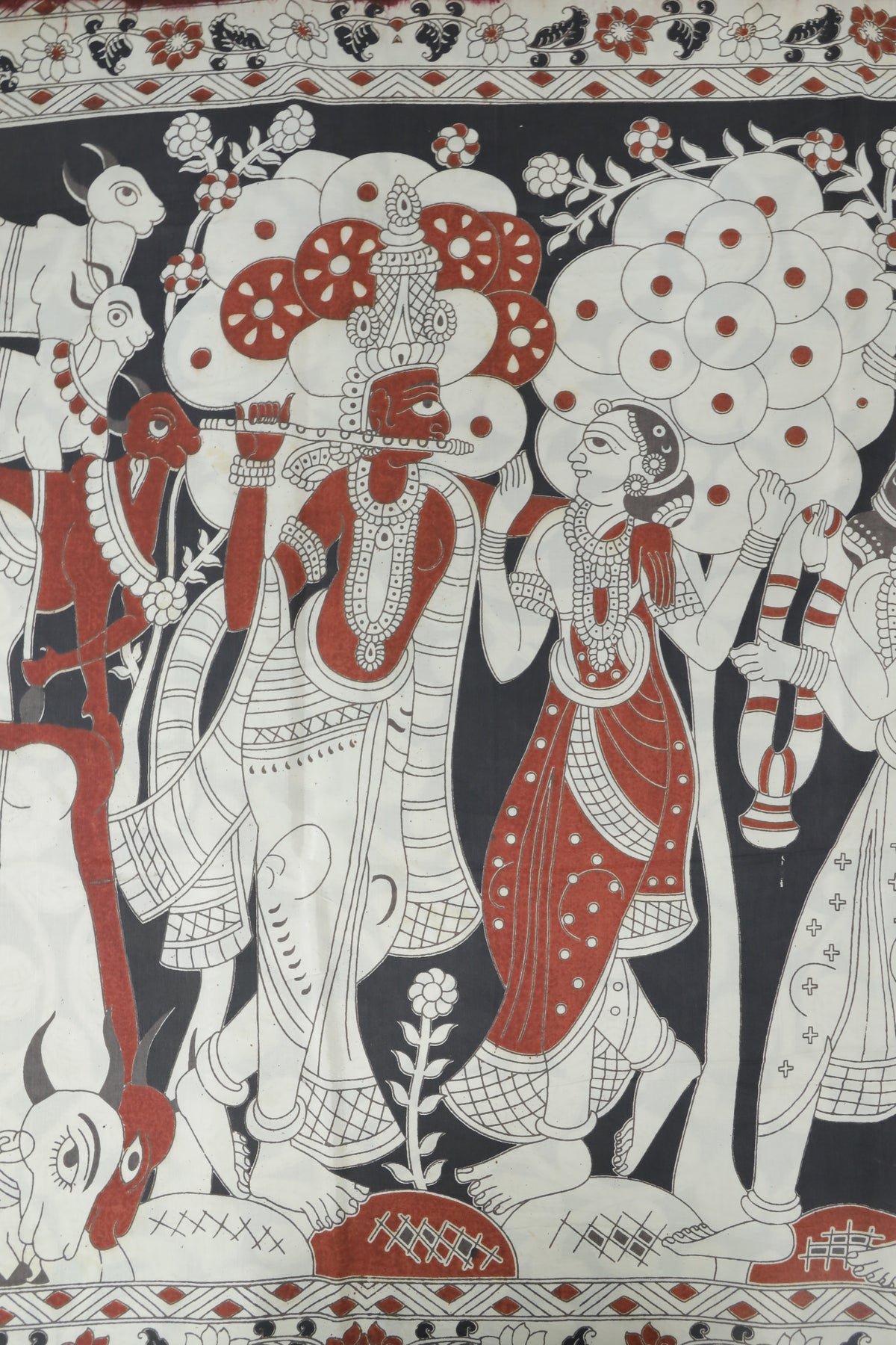 Red Silk Cotton Kalamkari Sari