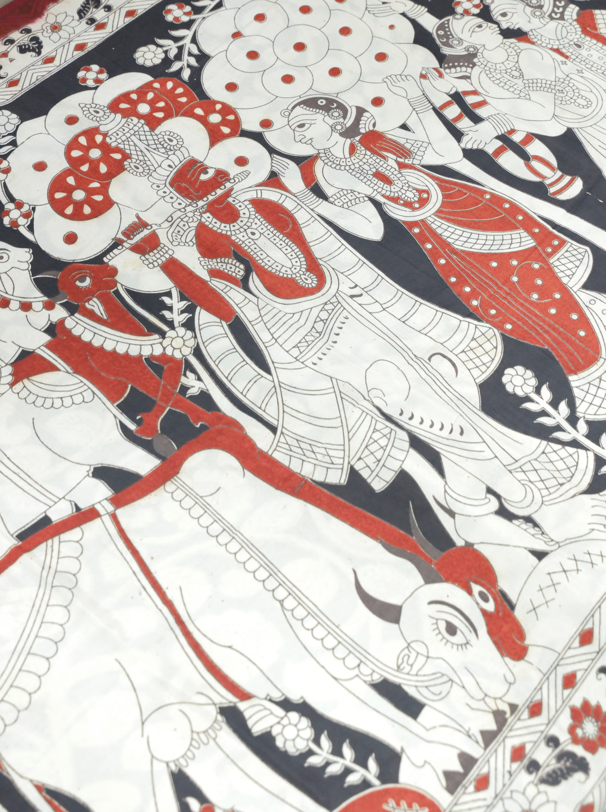 Red Silk Cotton Kalamkari Sari