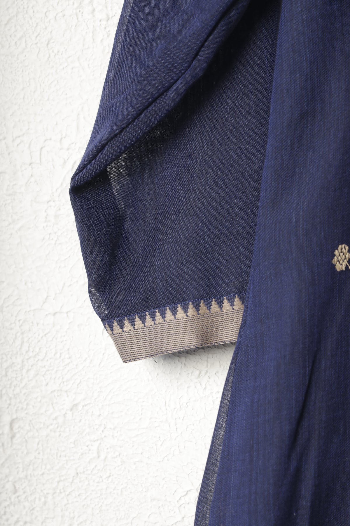 Royal Blue and Beige Handloom Cotton Dress