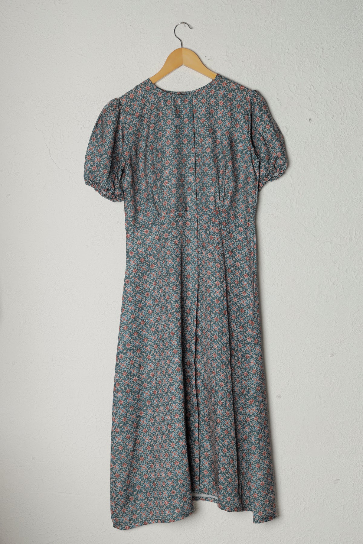 Teal Blue Printed Modal Silk Dress
