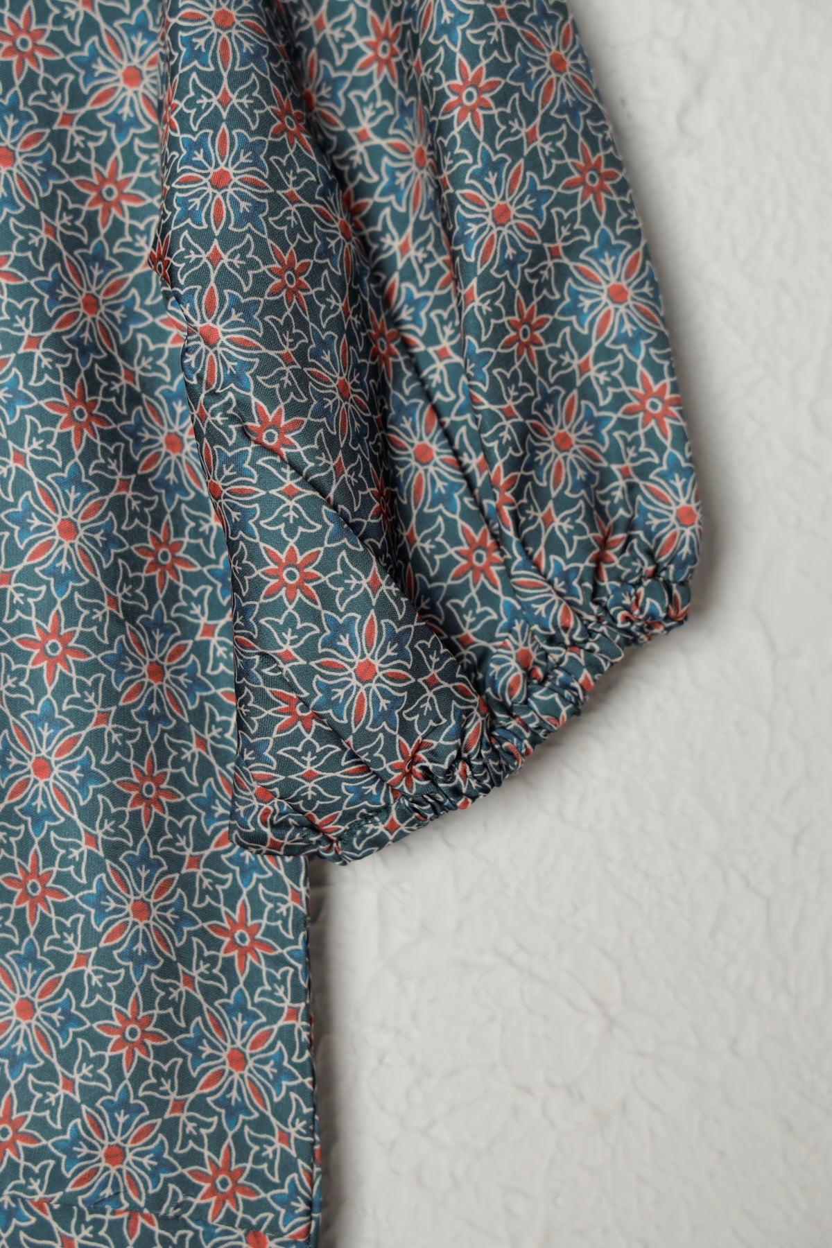 Teal Blue Printed Modal Silk Dress