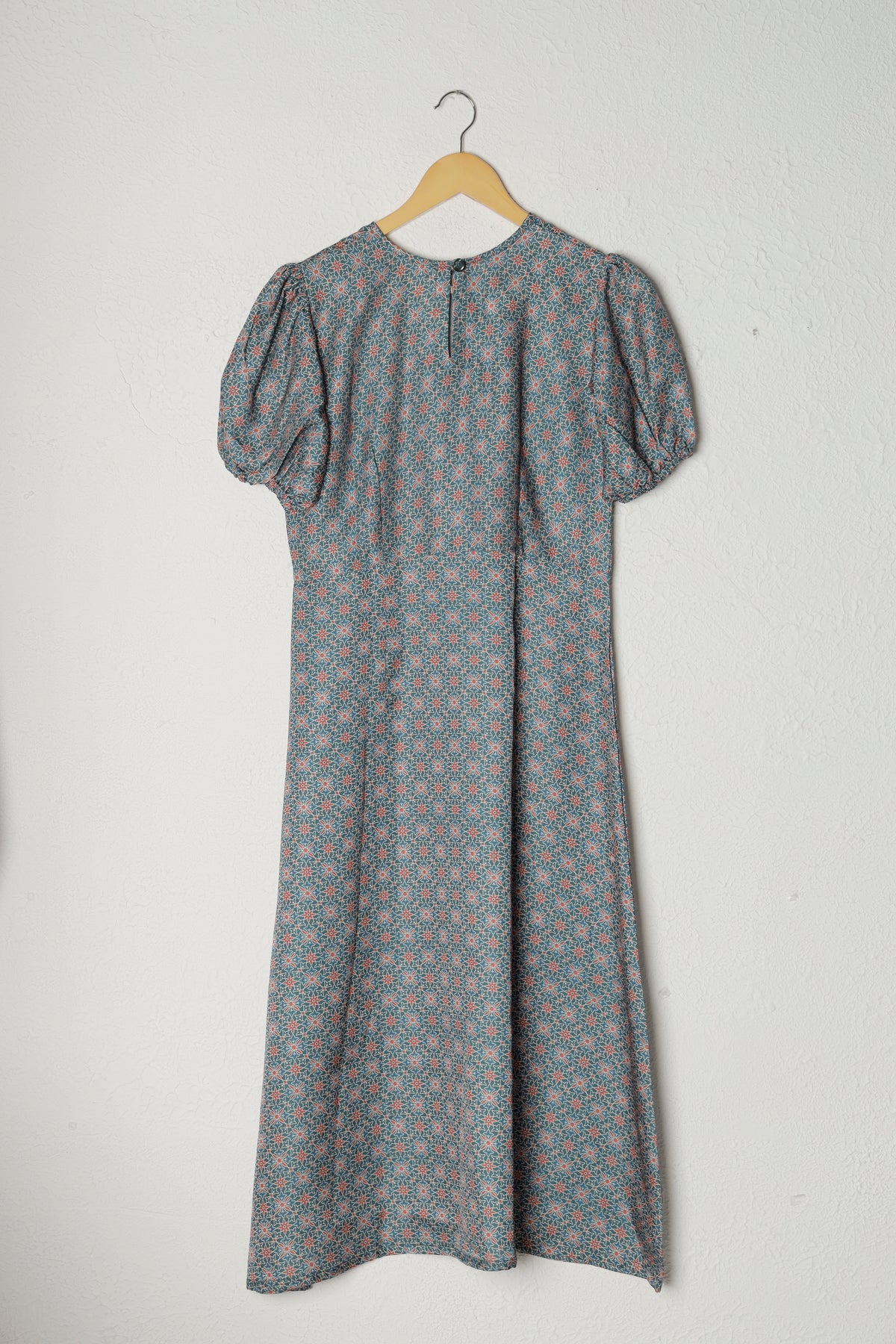Teal Blue Printed Modal Silk Dress