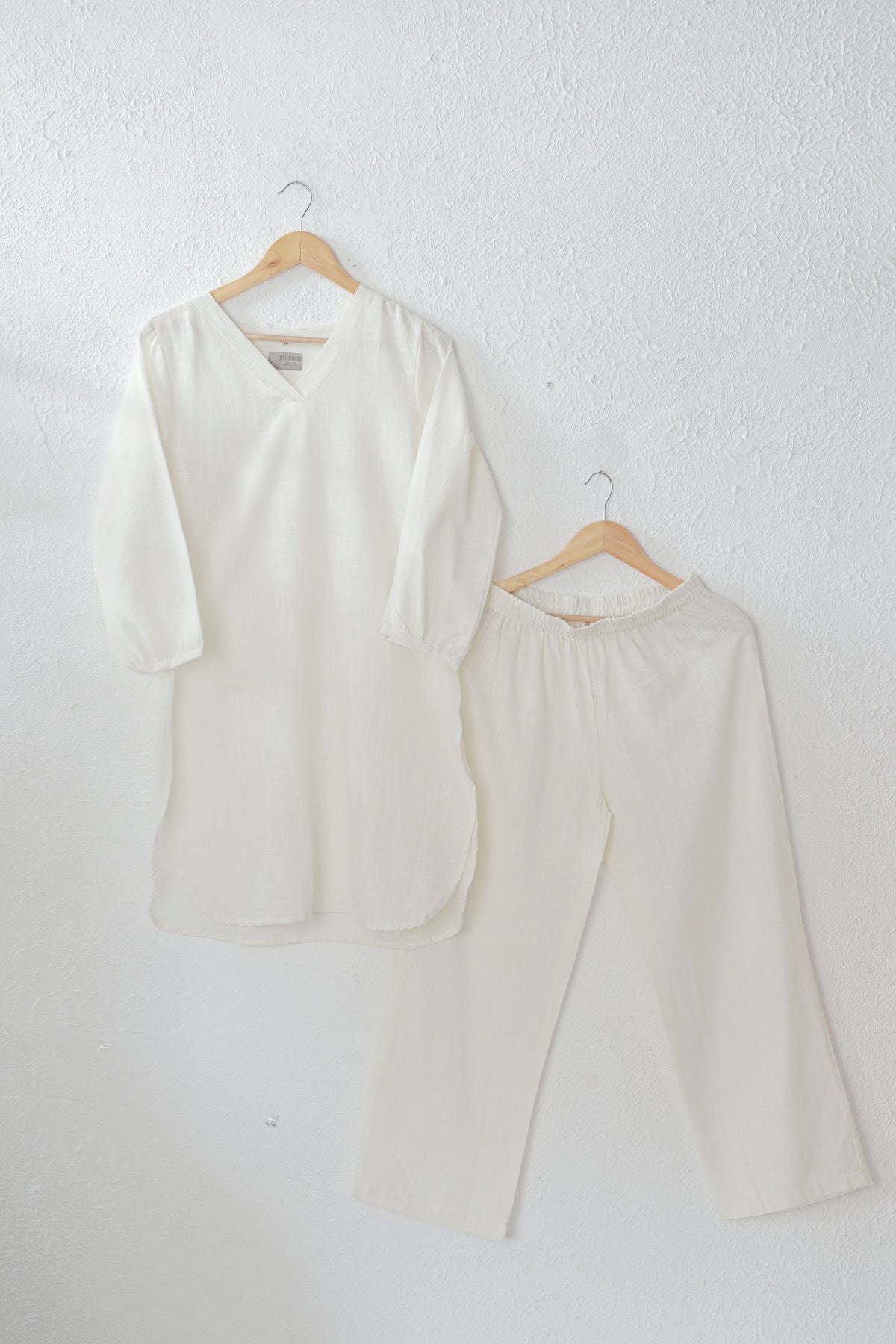 White Solid Cotton co-ord set