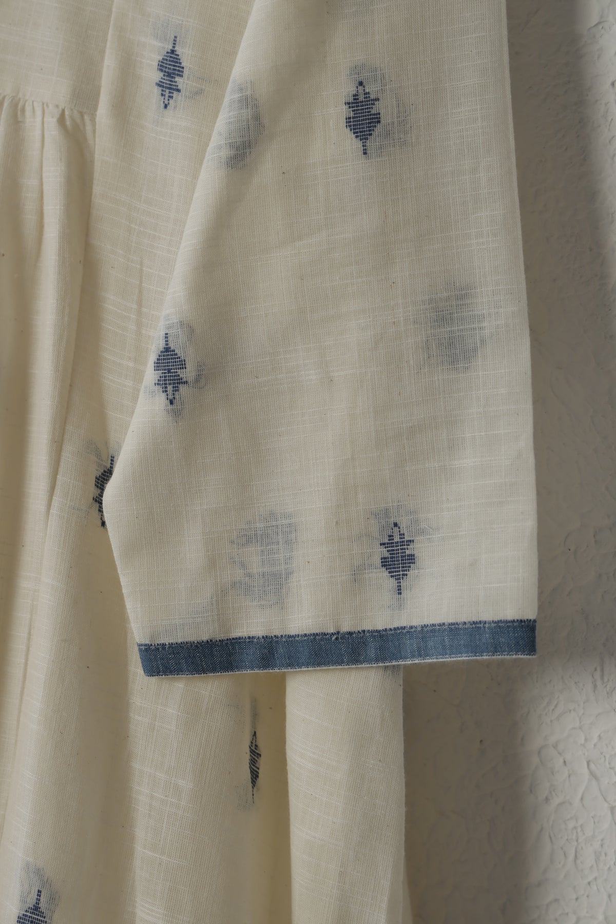 White and Blue Handloom Cotton Dress
