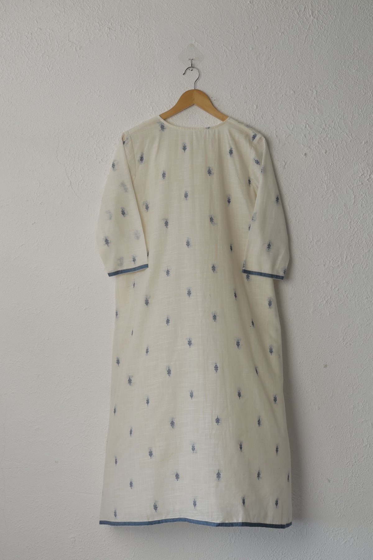 White and Blue Handloom Cotton Dress