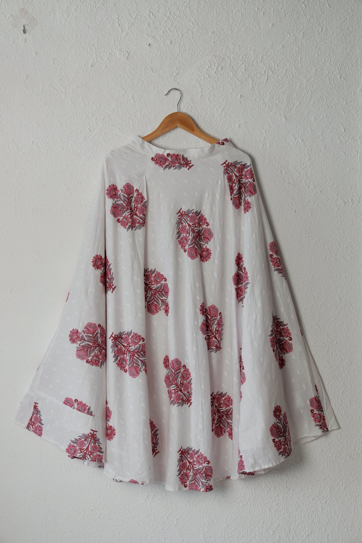 White and Lavender Printed Cotton Skirt Set