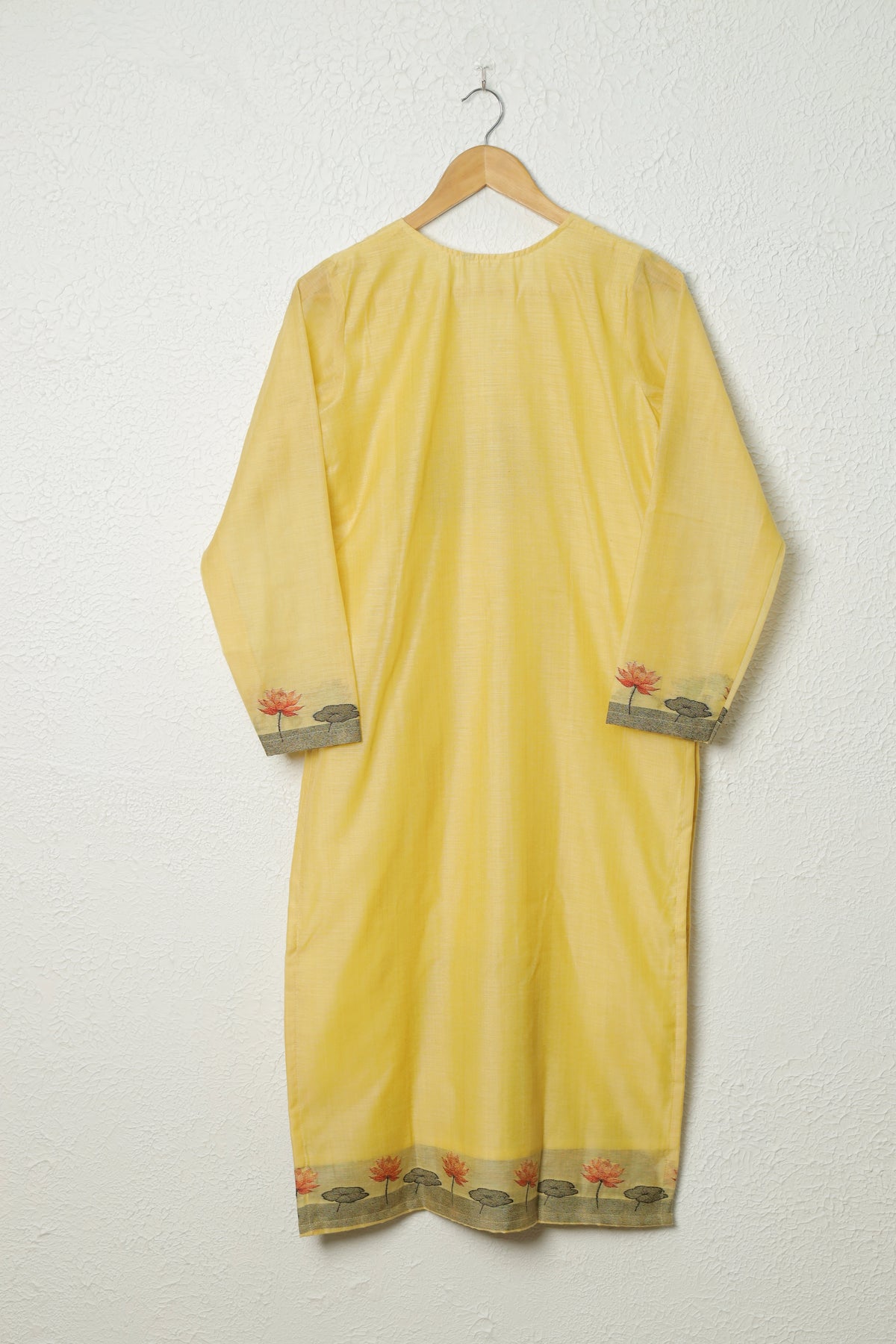 Yellow Jamdani Mul Chanderi Kurta Set