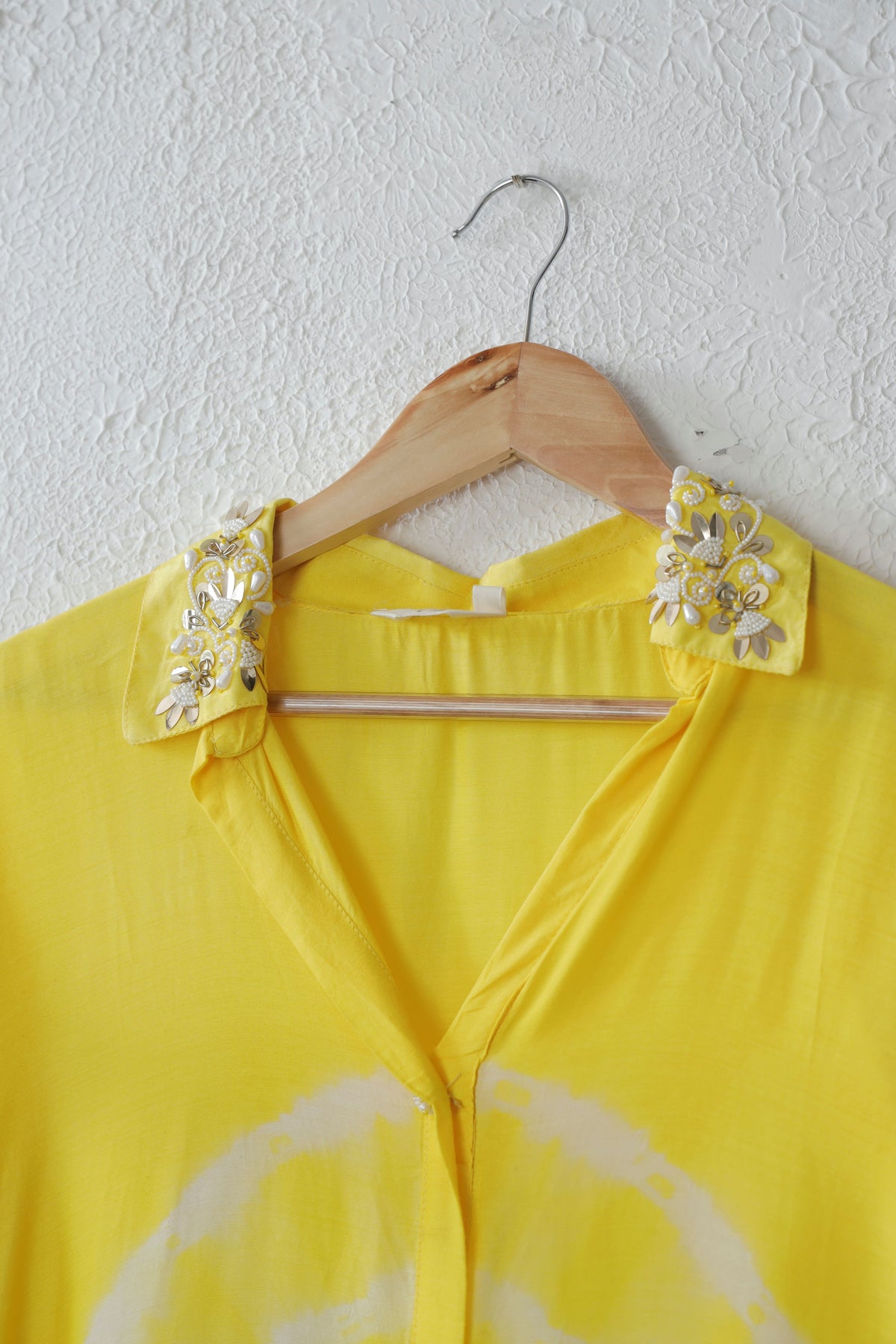 Yellow Embroidered Batik Muslin co-ord set