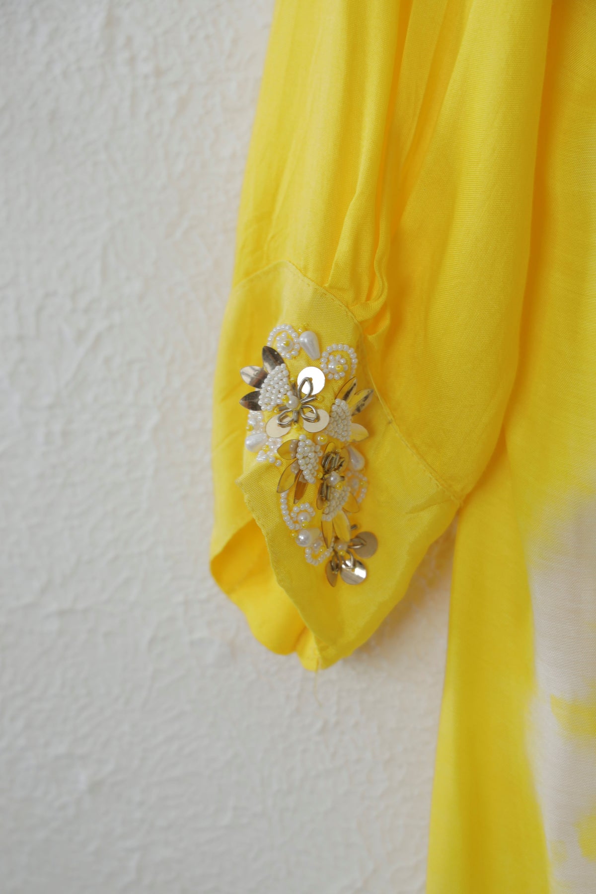 Yellow Embroidered Batik Muslin co-ord set