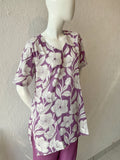 purple and white floral coord set 