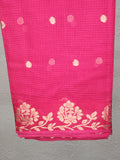 pink saree with gold zari dots