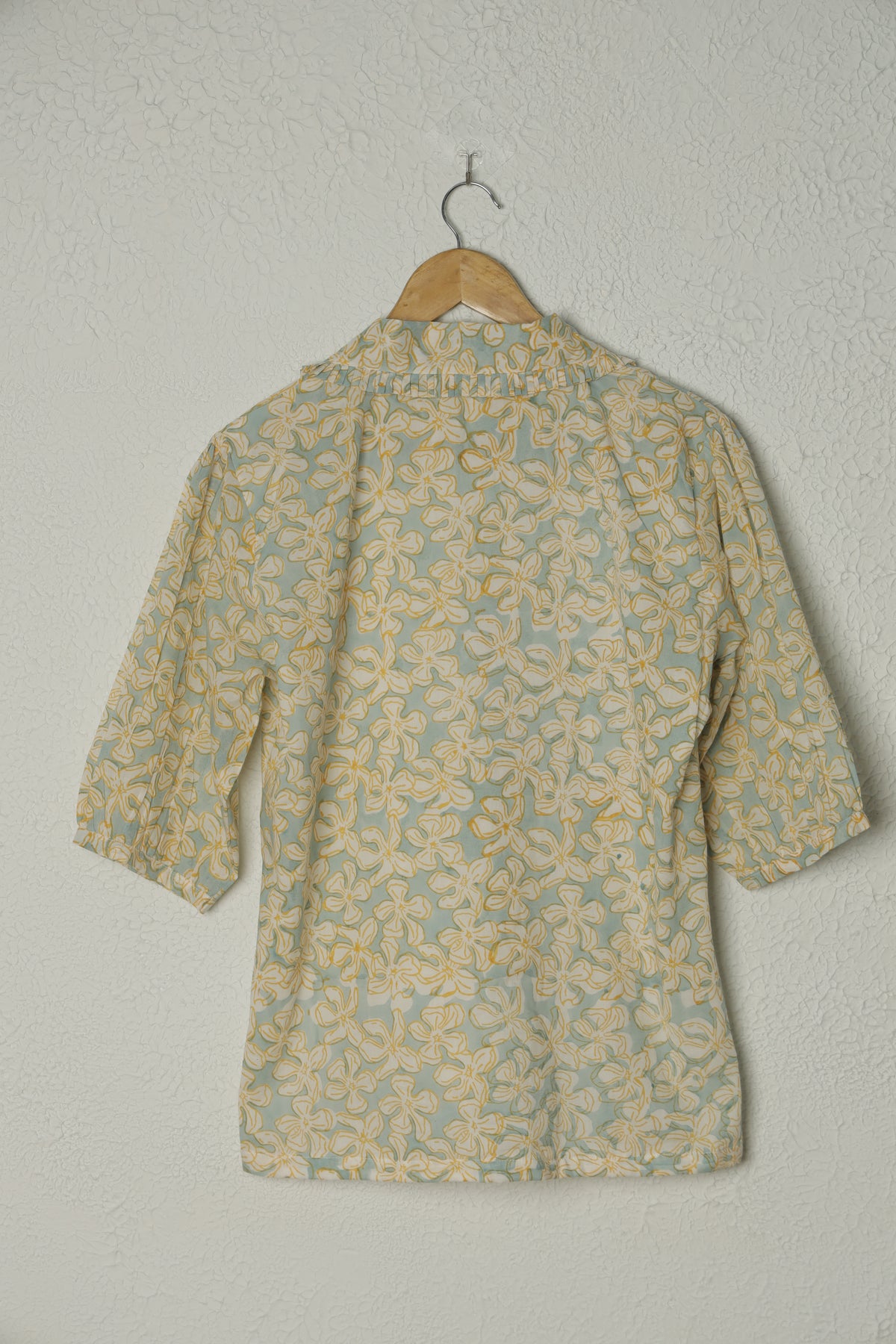 Surf Green and Yellow Printed Cotton Shirt