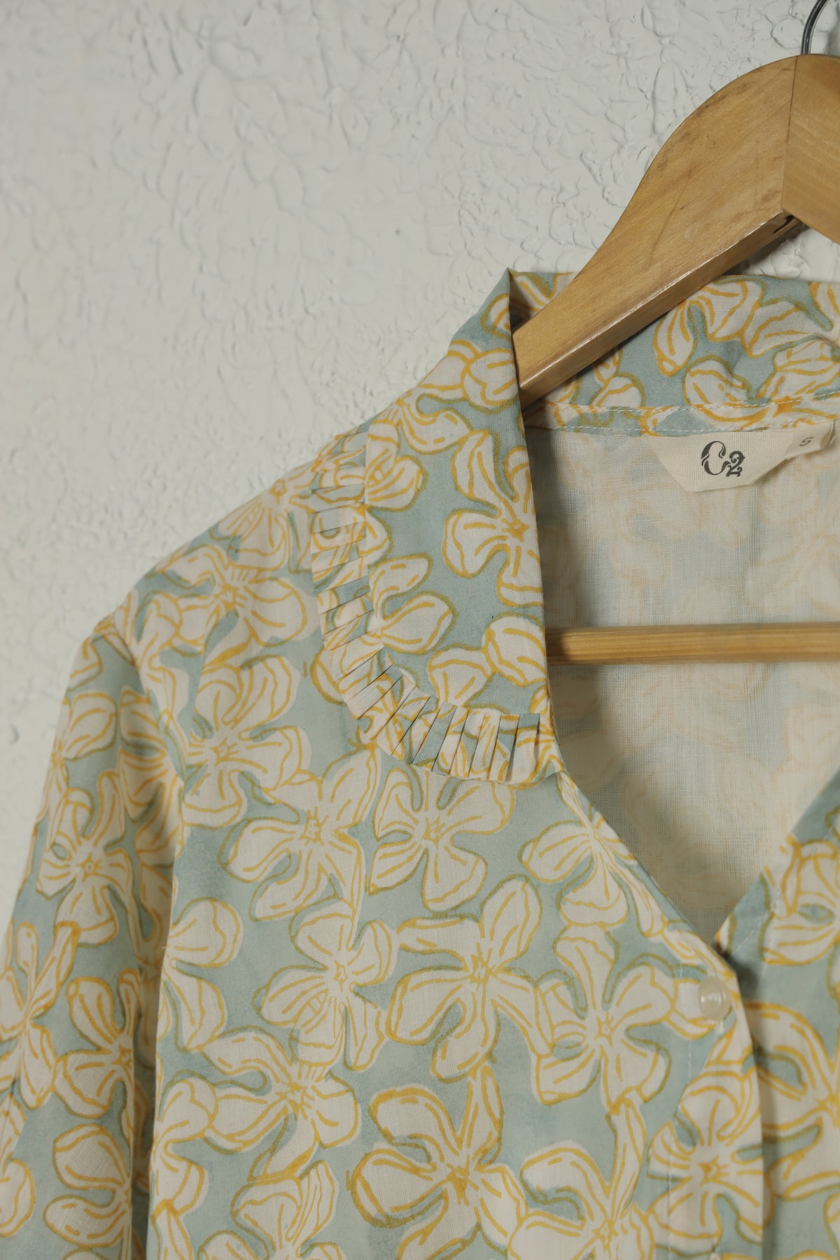 Surf Green and Yellow Printed Cotton Shirt