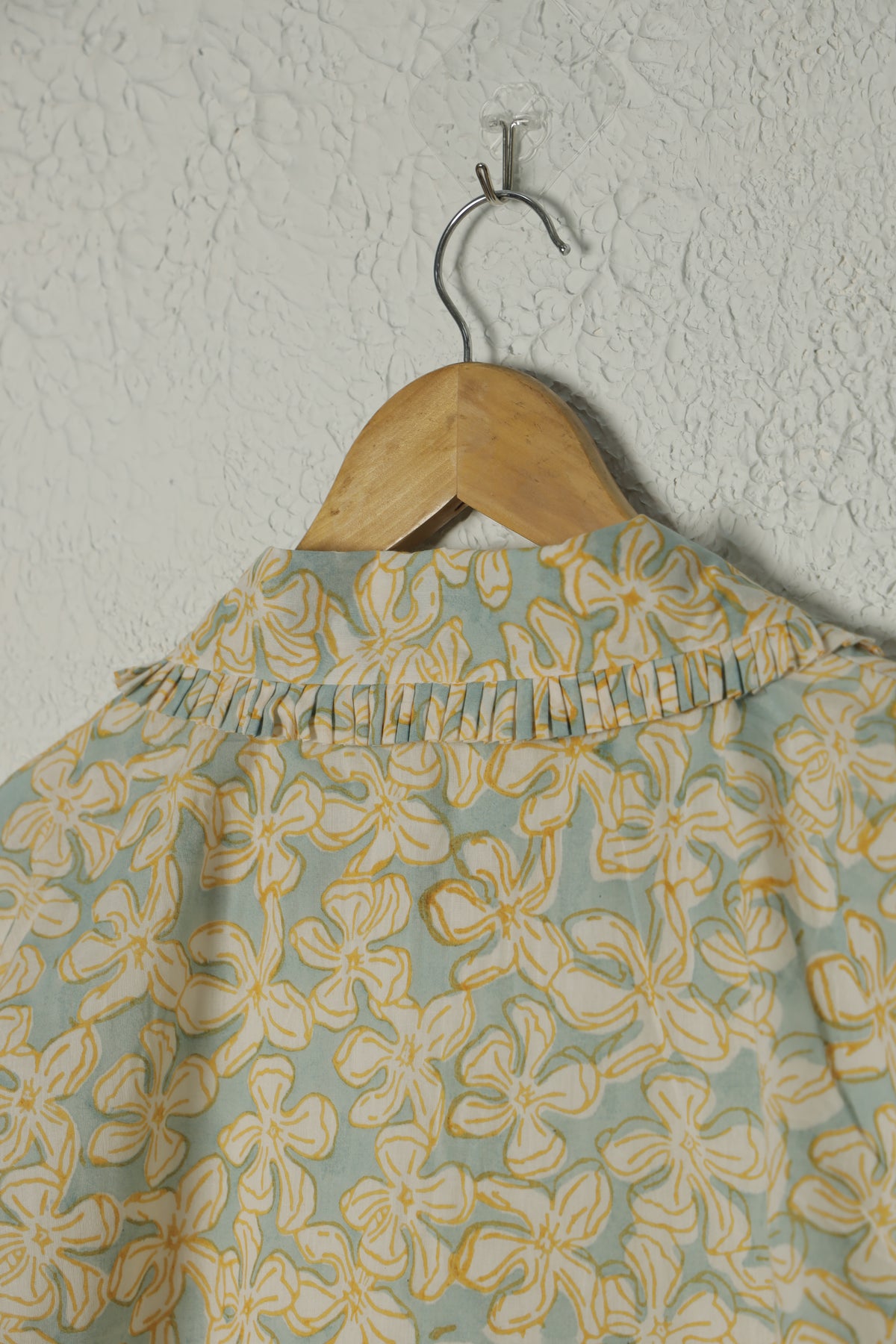 Surf Green and Yellow Printed Cotton Shirt